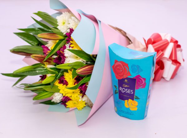 Mixed Flower Bouquet and Cadbury Chocolate