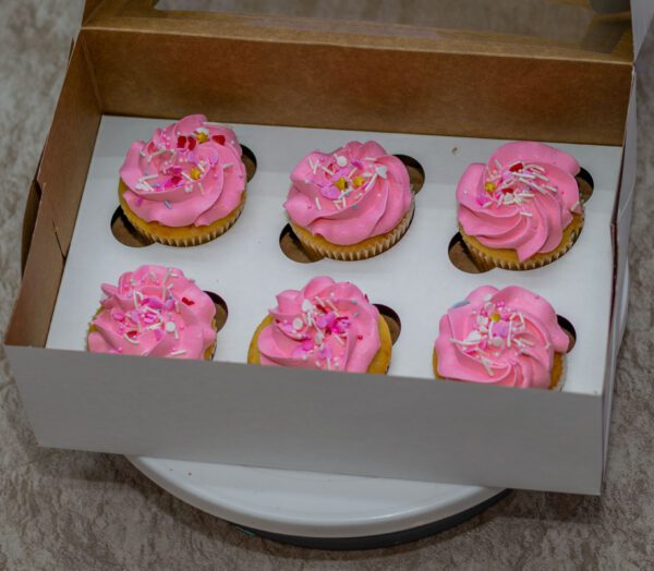 6 pieces of Pink Vanilla Cupcakes