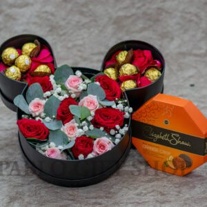 A box of Mixed Flowers and a Variety of Chocolates