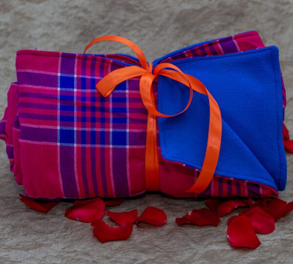 Bright Pink  & Blue Maasai Fleece Blanket