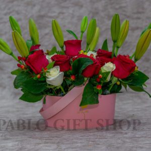 Bundle of Joy Tiger Lilies, Roses, Berry Flowers Basket