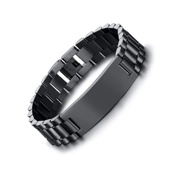Custom Engravable Black Stainless Steel Bracelet