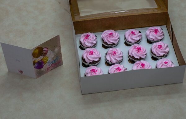 Delicious Pink Vanilla 12 Cupcakes