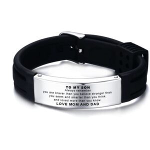 Engravable Stainless Steel & Rubber Bracelet