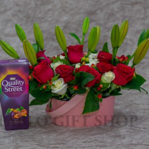 Forever Love Flower Basket with Tiger Lilies, Roses & Berry Flowers