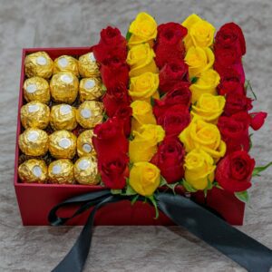 Forever Love Flower Box With Ferrero Rocher Chocolates