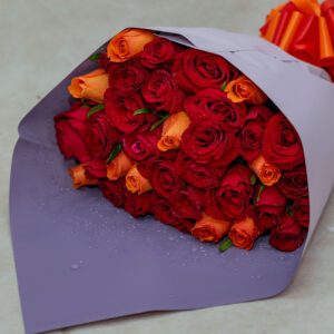 Mixed  Red and Orange Roses Bouquet