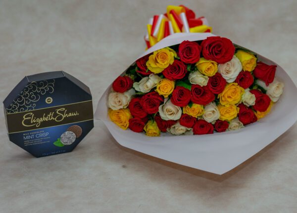 Mixed Roses and Elizabeth Shaw Chocolate