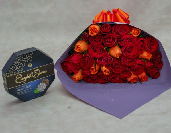Mixed Roses Bouquet and Chocolate
