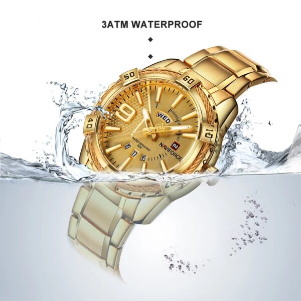 NAVIFORCE 9117M Men's Gold Stainless Steel Watch