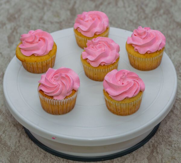 Orange Cupcakes with Pink Vanilla Frosting