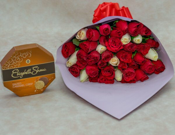 Red and White Roses and Salted Caramel Chocolate