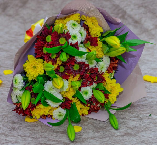 Tiger Lilies and Chrysanthemums Flower Bouquet