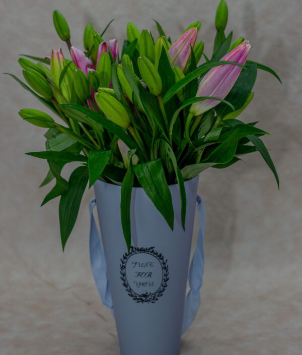 Tiger Lilies in Blue Vase