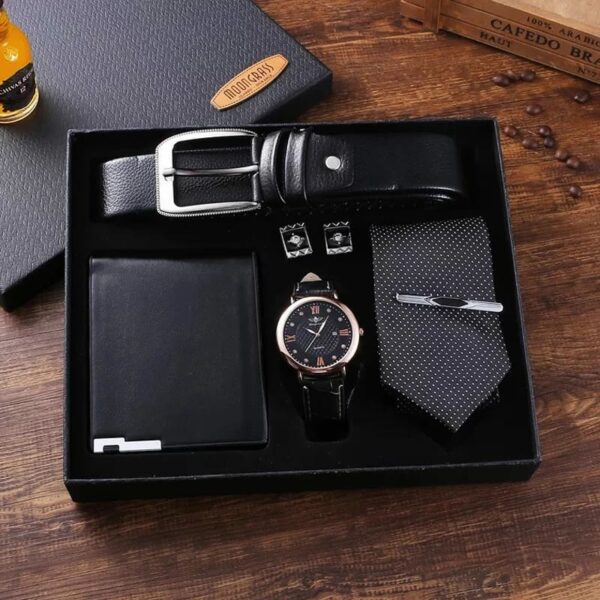 Distinct Men's Set- Tie, Cufflinks, Wallet, Belt and a  Watch