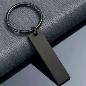 Engravable Stainless Steel Keychain - Black