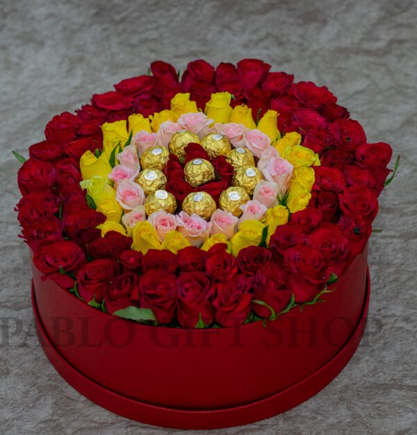 Valentine Flower Box and Ferrero Chocolates