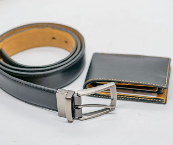 Black Men's Belt and Wallet-Pure Leather