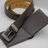 Dark Brown Pure Leather Belt and Wallet
