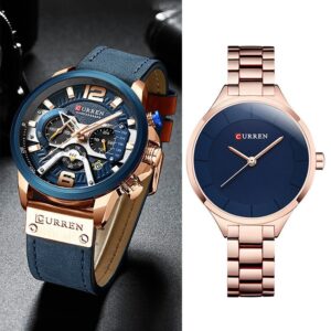 Blue Curren Couple  Wrist Watches Set
