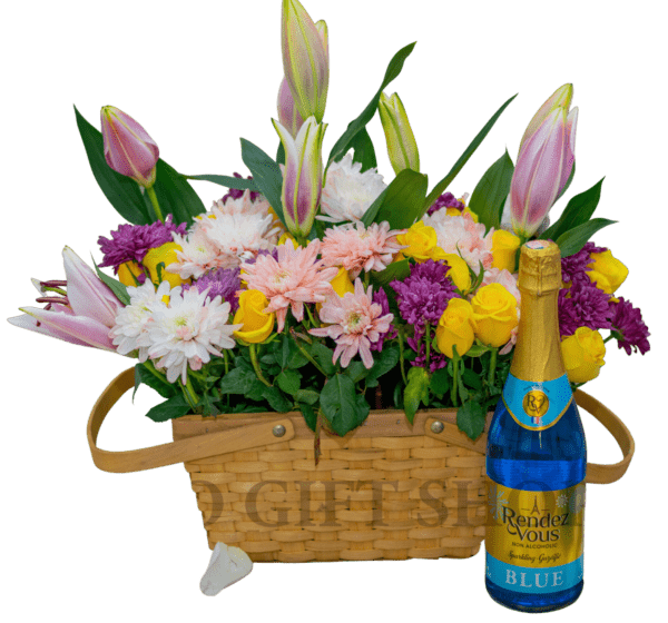 Mixed Flowers in a Basket