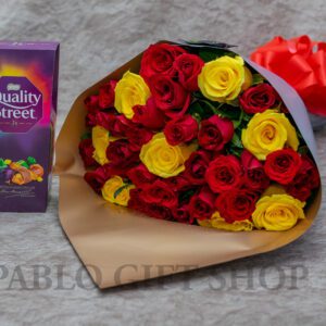 Roses Bouquet and Quality Street Chocolates