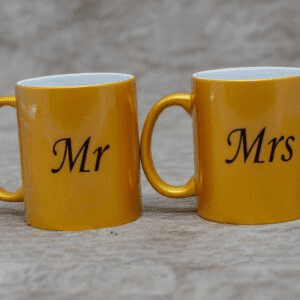 Mr And Mrs Branded Gold Mug