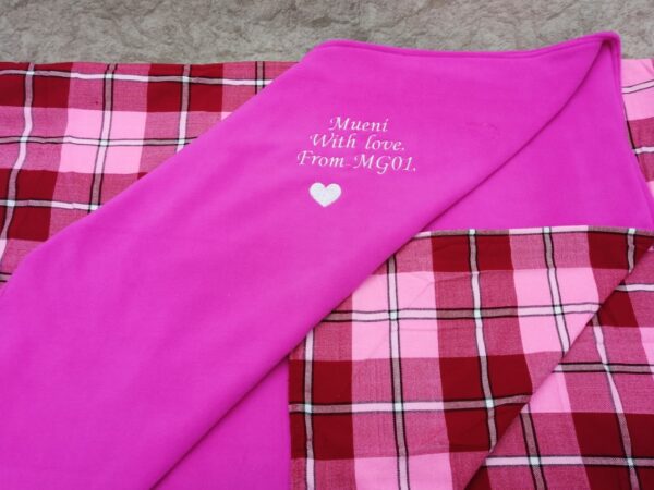 Personalised Checked Pink Fleece Blanket