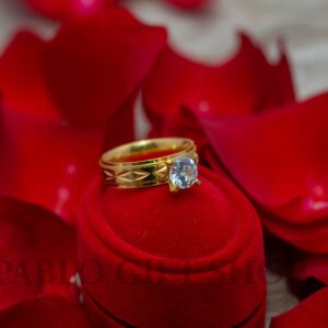Gold Iced Stainless Steel Wedding Ring