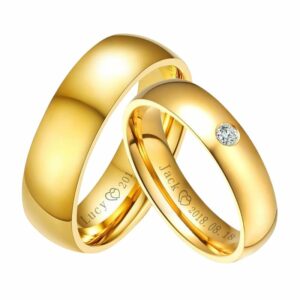 His And Her Stainless Steel Gold Rings