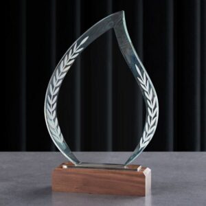 Cone-Shaped Crystal Clear Glass Award Trophy