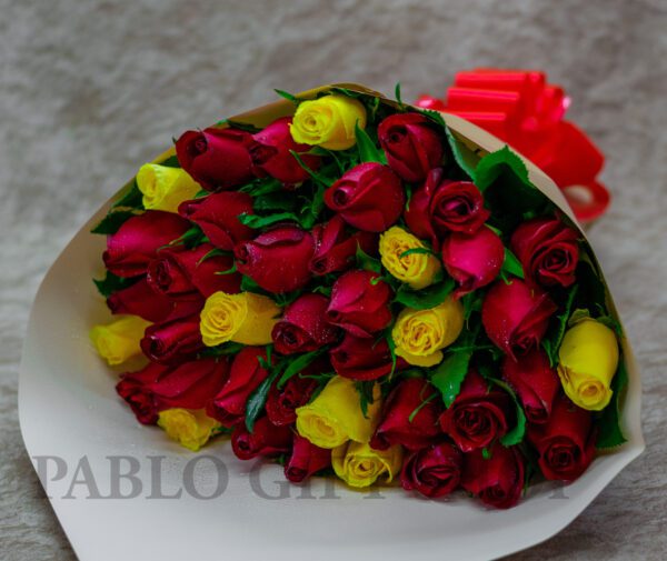 Birthday Bouquet- Red and Yellow Roses