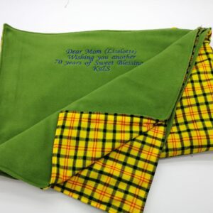 Embroidered Green Fleece Blanket