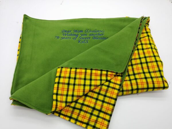 Embroidered Green Fleece Blanket