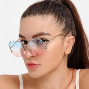 Frameless Oversize Two Tone Women Glasses