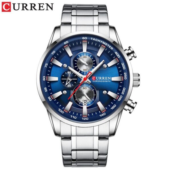 Curren 8351 Chronograph Silver Blue Wrist Watch