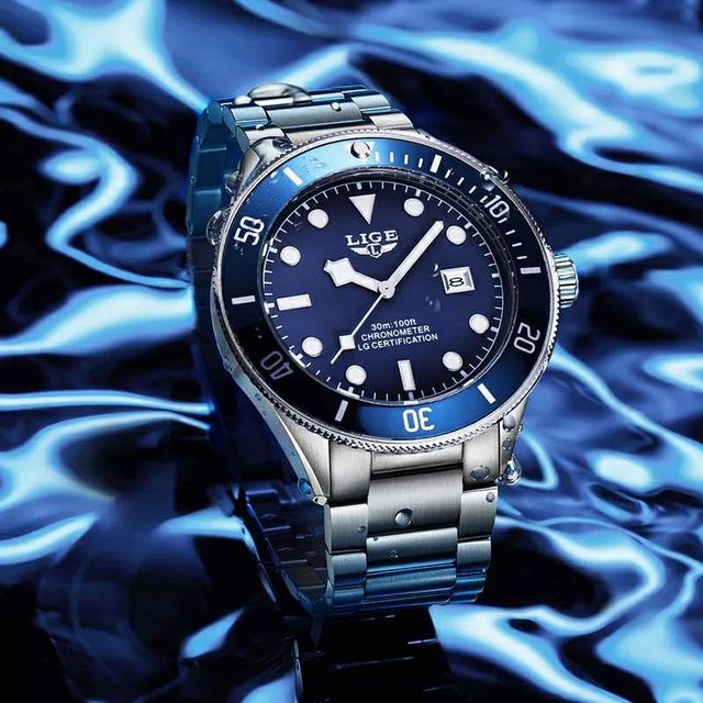 LIGE 8958C Water Resistant Quartz Men Wristwatch