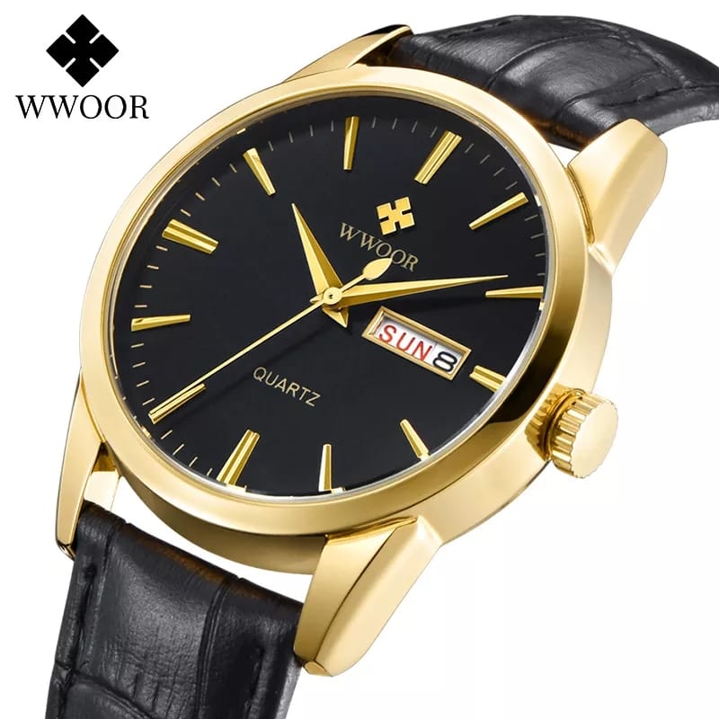 WWOOR 8801 Leather Casual Wrist Watch