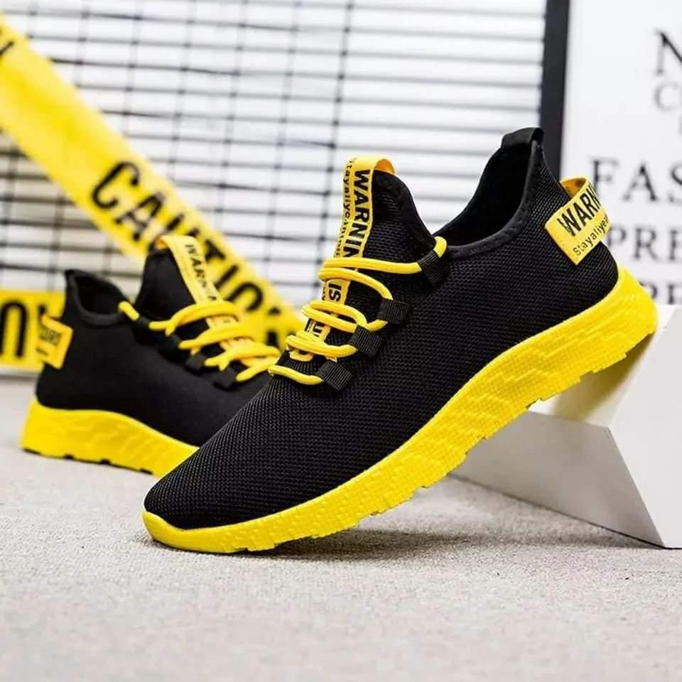 Black and Yellow Rubber Sole Sneakers - Pablo Gift Shop