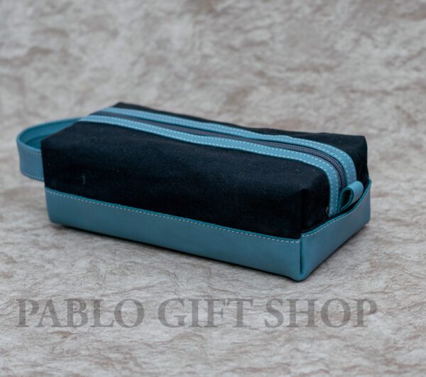 Blue Pure Leather Wash Bag