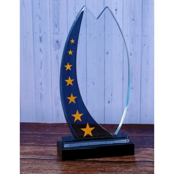 Blue Stars Clear Crystal Corporate Trophy