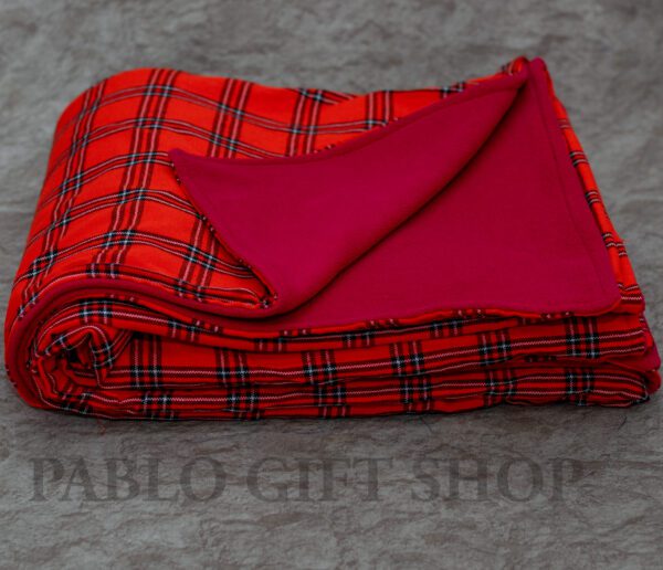 Red Maasai Fleece Blanket