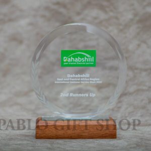 Dahabshil Customized Round Glass Trophy
