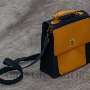 Ladies Canvas Pure Leather Sling Bag