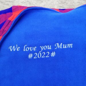 Personalised Blue and Red Checked Fleece Blanket