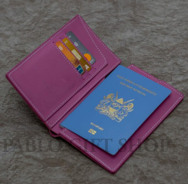 Pink Pure Leather Passport Holder
