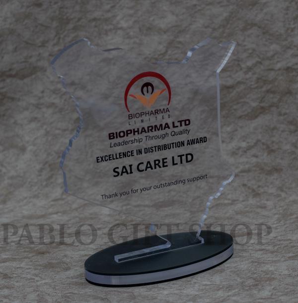 Branded Kenya Shaped Acrylic Award Trophy