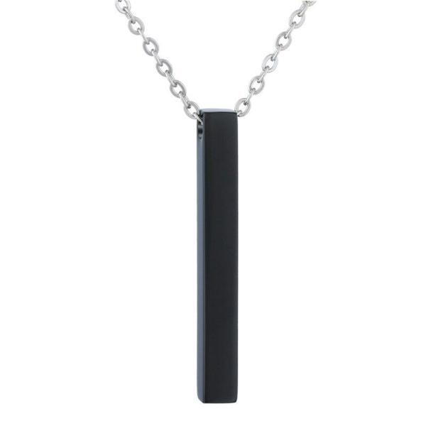 'Black Four Sided Unisex Vertical Bar Necklace