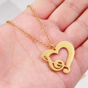 (Stainless Steel Gold Music Pendant Necklace
