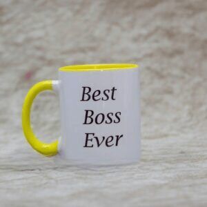 Two Tone White and Yellow Branded Mug